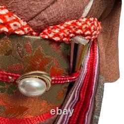 Poupée Ichimatsu traditionnelle japonaise vintage 16 pouces en kimono en porcelaine bisque debout