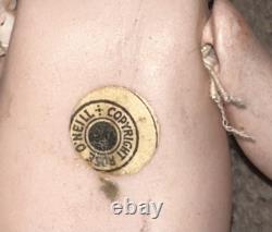 Poupée Kewpie en biscuit signée Rose O'Neill vintage 5 pouces, ailes bleues, porcelaine antique