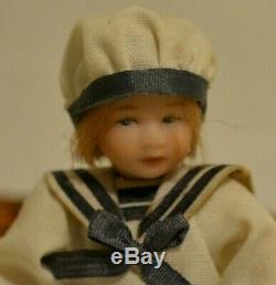 Poupée Miniature En Porcelaine Sailor Dollhouse 112 Garçon Fille Paire Nautique Vintage