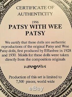 Poupée Patsy En Porcelaine Effanbee Rare Avec Wee Pasty P226 Dans Box Le Circa 1996 Nib