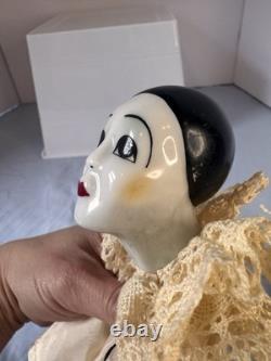 Poupée Pierrot Vintage Française Type Boudoir Tête en Porcelaine Corps en Corde Voir Photos