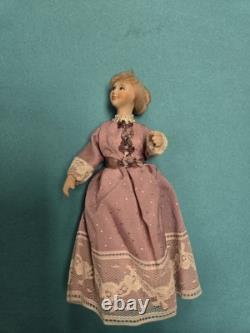 Poupée Victorienne en Porcelaine Artisanale Miniature de Maison de Poupées Vintage OOAK