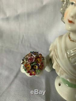 Poupée Vintage Moitié Avec Bouquet De Fleurs En Porcelaine Dressel Kister