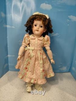 Poupée à tête en biscuit Armand Marseille n°18, bambin potelé, adorable robe