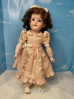 Poupée à tête en biscuit Armand Marseille n°18, bambin potelé, adorable robe
