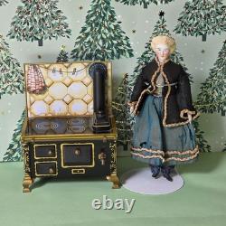Poupée allemande en porcelaine de Parian pour maison de poupées avec poêle