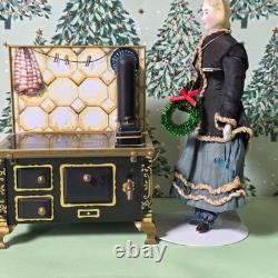 Poupée allemande en porcelaine de Parian pour maison de poupées avec poêle
