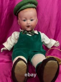 Poupée ancienne ARMAND MARSEILLE n°352/6, bébé garçon en biscuit à dôme solide, vers les années 1910, 20 rare