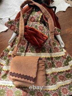 Poupée ancienne à tête en porcelaine de style Adelina Patti 12,5, bottines élégantes, rare tête des années 1860