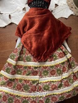 Poupée ancienne à tête en porcelaine de style Adelina Patti 12,5, bottines élégantes, rare tête des années 1860