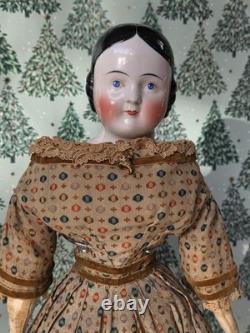 Poupée ancienne allemande à tête en porcelaine de Chine de 22 pouces de hauteur