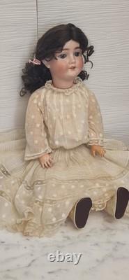 Poupée ancienne allemande en biscuit Kley & Hahn Walkure n° 250, 4¾, 25 pouces, yeux dormeurs bleus et dents
