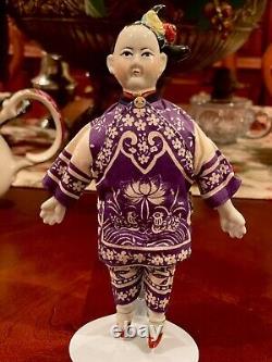 Poupée chinoise vintage en costume traditionnel avec tête en porcelaine peinte à la main, Ha