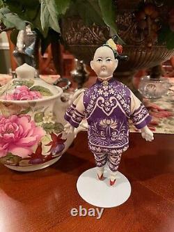 Poupée chinoise vintage en costume traditionnel avec tête en porcelaine peinte à la main, Ha