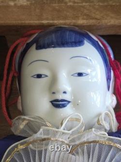 Poupée chinoise vintage traditionnelle peinte à la main avec tête en porcelaine, 24