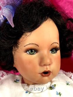 Poupée d'artiste en bisque vintage OOAK Pamela EMMY CHEN Expressions yeux verts en verre