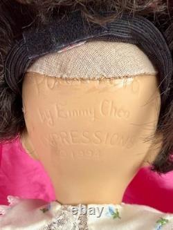 Poupée d'artiste en bisque vintage OOAK Pamela EMMY CHEN Expressions yeux verts en verre