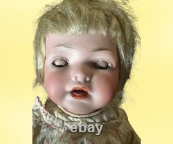 Poupée d'enfant Heubach vintage 12 pouces tête en porcelaine corps en composition entièrement articulé
