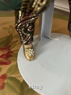 Poupée de Noël en porcelaine Vintage Show Stopper Mardi Gras - Design Poinsettia