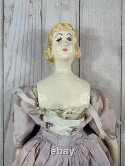 Poupée de boudoir vintage à tête en porcelaine, 15, fin des années 1800