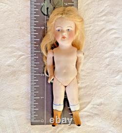 Poupée de maison de poupée Kestner 4-1/2 en bisque porcelaine 184.3 Allemagne blonde bottes jaunes