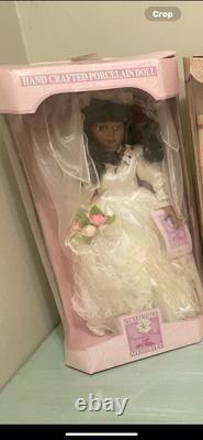Poupée de mariée afro-américaine en bisque porcelain vintage rare et collectible (scellée)