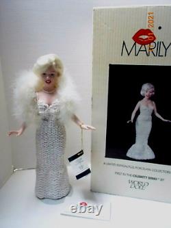 Poupée du monde en porcelaine MARILYN MONROE vintage des années 1980 16,5 w / robe à sequins et boîte