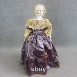 Poupée en Porcelaine Blonde Antique Tête de Chinois Orange Bottes Réparées Allemande Bas Front 13