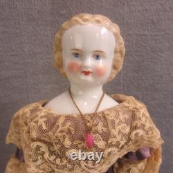 Poupée en Porcelaine Blonde Antique Tête de Chinois Orange Bottes Réparées Allemande Bas Front 13