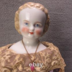Poupée en Porcelaine Blonde Antique Tête de Chinois Orange Bottes Réparées Allemande Bas Front 13