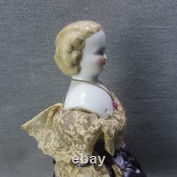 Poupée en Porcelaine Blonde Antique Tête de Chinois Orange Bottes Réparées Allemande Bas Front 13