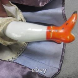 Poupée en Porcelaine Blonde Antique Tête de Chinois Orange Bottes Réparées Allemande Bas Front 13