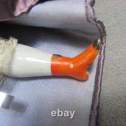 Poupée en Porcelaine Blonde Antique Tête de Chinois Orange Bottes Réparées Allemande Bas Front 13