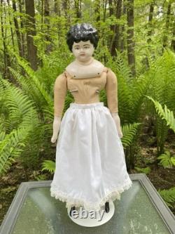 Poupée en porcelaine 21 têtes épaules en fine china bras et jambes cheveux noirs allemands