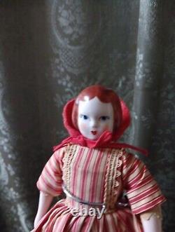 Poupée en porcelaine Ruth Gibbs China Doll Vintage années 1940 Rare Magnifique avec support d'exposition