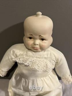 Poupée en porcelaine VTG à tête pivotante 20 corps souple 3 visages dormant souriant pleurant