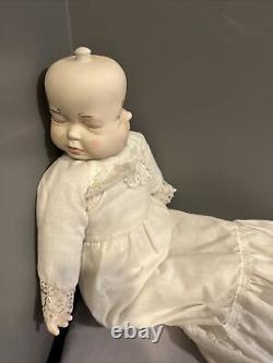 Poupée en porcelaine VTG à tête pivotante 20 corps souple 3 visages dormant souriant pleurant