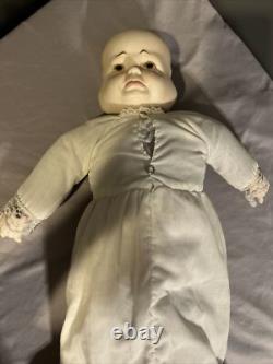 Poupée en porcelaine VTG à tête pivotante 20 corps souple 3 visages dormant souriant pleurant