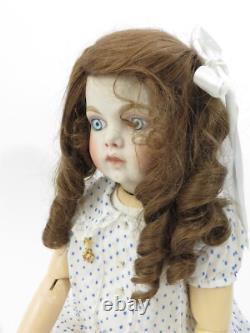 Poupée en porcelaine Vintage BRU-JNE #13 28 cheveux bruns yeux bleus