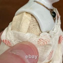 Poupée en porcelaine allemande antique rare, collier de bijoux Hertwig. 8 en bon état