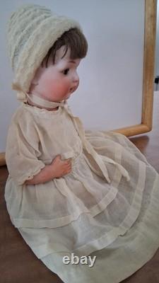 Poupée en porcelaine bisque ancienne fabriquée au Japon (années 1920) Vêtements d'origine
