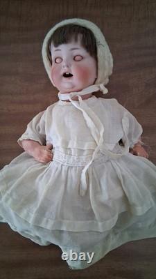 Poupée en porcelaine bisque ancienne fabriquée au Japon (années 1920) Vêtements d'origine