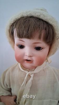 Poupée en porcelaine bisque ancienne fabriquée au Japon (années 1920) Vêtements d'origine