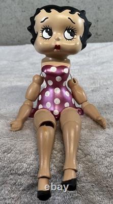 Poupée en porcelaine bisque articulée Betty Boop vintage des années 1980 à pois roses