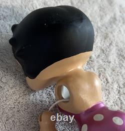 Poupée en porcelaine bisque articulée Betty Boop vintage des années 1980 à pois roses