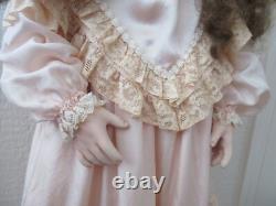 Poupée en porcelaine d'artiste signée OOAK vintage 30 Rachel robe d'enfant vintage