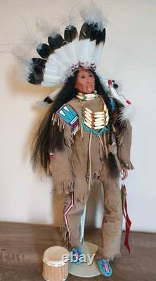 Poupée en porcelaine de chef indien amérindien faite main 22 pouces, prix de 2ème place