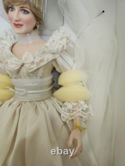 Poupée en porcelaine de collection Franklin Mint Princesse Diana robe de mariée bouquet neuve en boîte
