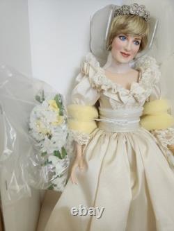 Poupée en porcelaine de collection Franklin Mint Princesse Diana robe de mariée bouquet neuve en boîte