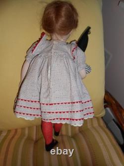 Poupée en porcelaine et en tissu vintage de 18 pouces et bouffon par l'artiste allemande Verena Eising